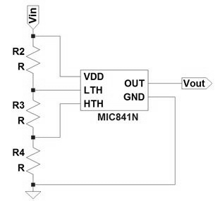 ͼ4  MIC841N˫��ѹ�Ƚ��������ο���·